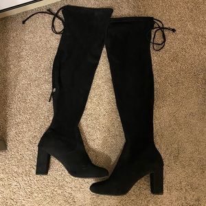 Francesca’s | Black Faux Suede Over the Knee Heeled Boots.